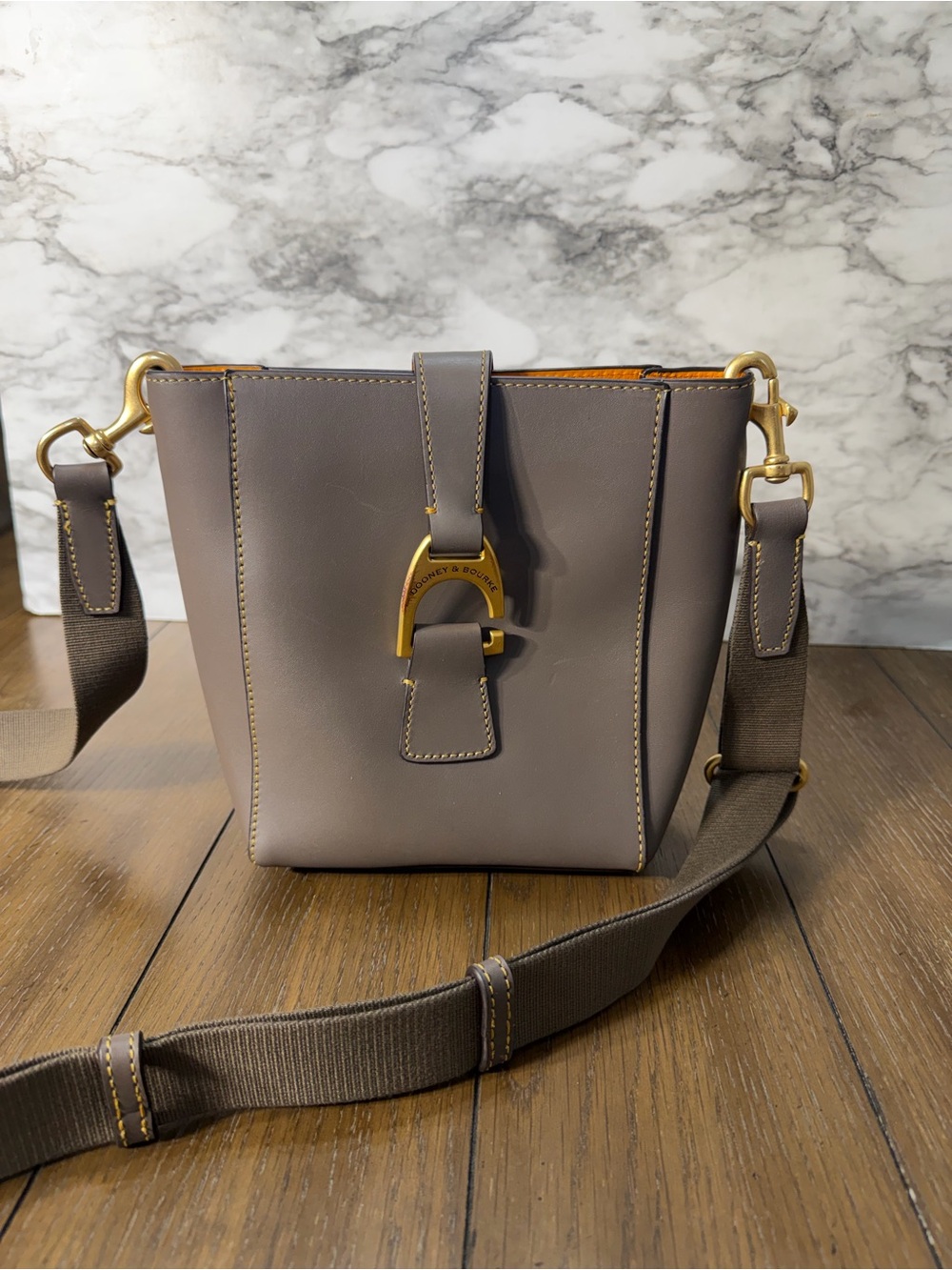 Dooney & Bourke Emerson Michaela Taupe Leather Crossbody Luxury Bag Purse
